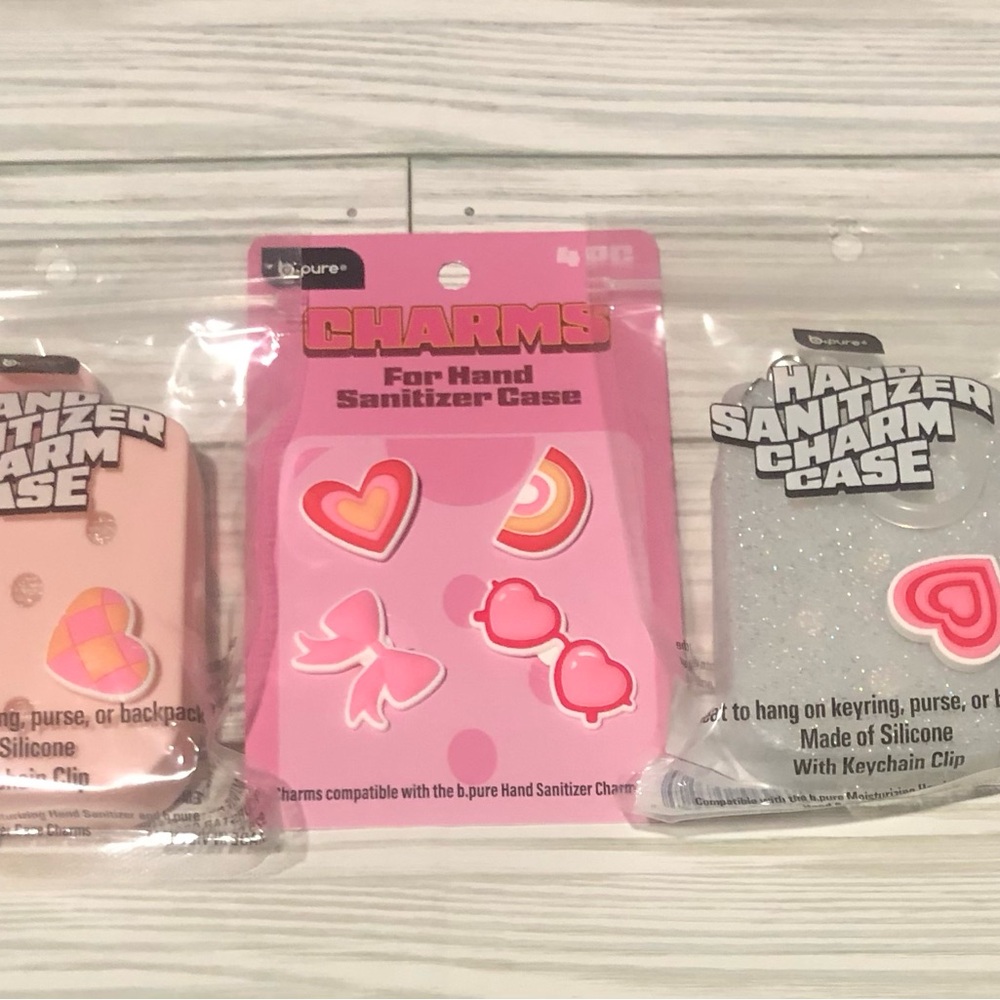 BPure CHARMS Pink Hand Sanitizer Case with Heart Charms